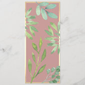 Stoffige Roze Botanische Trouwdiner Menu (Achterkant)