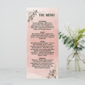 Stoffige Roze Botanische Trouwmenu , Trouwmenu Menu (Staand voorkant)