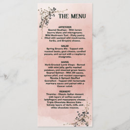Stoffige Roze Botanische Trouwmenu , Trouwmenu Menu