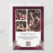 Stoffige Roze Bourgondië Bloem Kader QR Code Trouw Kaart (Achterkant)