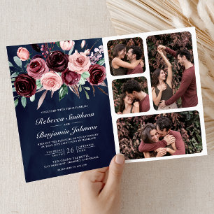 Stoffige Roze Bourgondië Bloemen QR Code Marine Hu