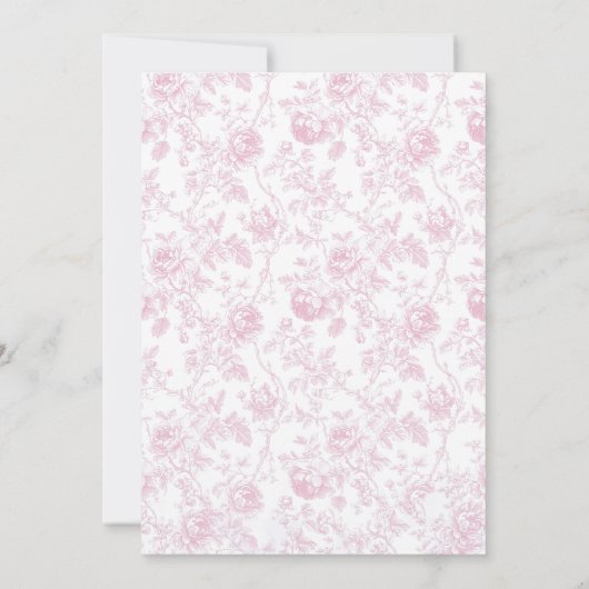 Stoffige Roze Bow Bloemen Toile Baby shower Uitnod Kaart (Achterkant)