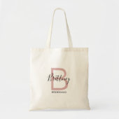 Stoffige Roze Bruidsmeisje Monogram Tote Bag (Voorkant)