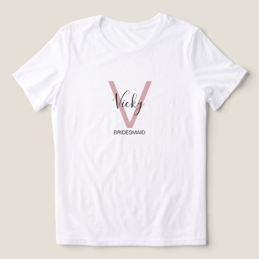 Stoffige Roze Bruidsmeisje Monogram Tri-Blend Shirt (Design voorkant)