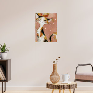 Stoffige Roze Calico Oranje Paletmes Impasto Kunst Poster
