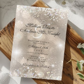Stoffige Roze Champagne Glitter Bruiloft Kaart