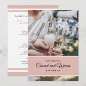 Stoffige Roze Champagne Toast Save the Date Kaart (Voorkant / Achterkant)