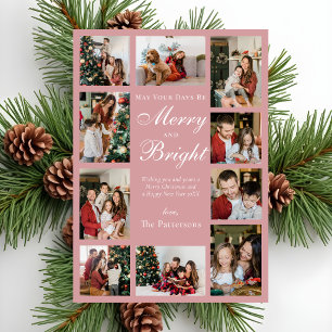 Stoffige Roze Chic 10 Foto Collage Klasse Kerst Feestdagenkaart