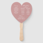 Stoffige Roze Chic Huwelijksprogramma  Hart Handve Handwaaier (Achterkant)