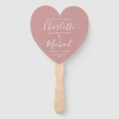 Stoffige Roze Chic Huwelijksprogramma  Hart Handve Handwaaier (Voorkant)