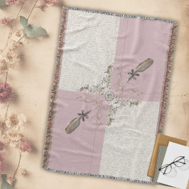 Stoffige Roze Cottagecore Manuscript Geweven Franj Deken