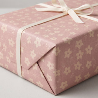 Stoffige Roze Crème Narcis Bloemig Cottagecore Cadeaupapier