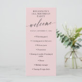 Stoffige Roze Delicate Calligraphy Verjaardagsfees Programmakaart (Staand voorkant)