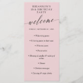 Stoffige Roze Delicate Calligraphy Verjaardagsfees Programmakaart (Voorkant)