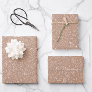 Stoffige Roze Diep Roze Witte Bloemen Elegant Chic Inpakpapier Vel