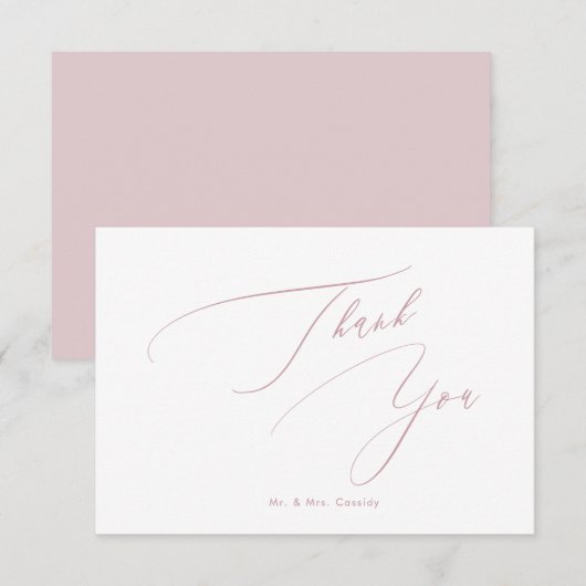 Stoffige Roze DIY kleuren Luxe Script Bedankt (Voorkant / Achterkant)