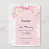 Stoffige roze doop uitnodiging (Voorkant)