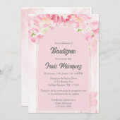 Stoffige roze doop uitnodiging (Voorkant / Achterkant)