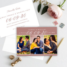 Stoffige Roze Drie Foto Collage Trouwdag Save The Date