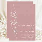 Stoffige Roze Eenvoudige Moderne Script Bewaar De Save The Date