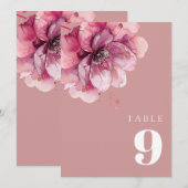 Stoffige Roze Elegante Aquarel Bloem Tafelnummer (Voorkant / Achterkant)