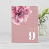 Stoffige Roze Elegante Aquarel Bloem Tafelnummer (Staand voorkant)