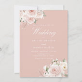 Stoffige Roze Elegante Blush Bruiloft Kaart (Voorkant)