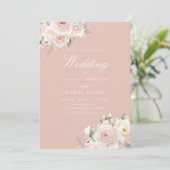 Stoffige Roze Elegante Blush Bruiloft Kaart (Staand voorkant)
