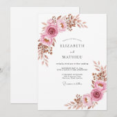 Stoffige Roze Elegante Boho Bruiloft Kaart (Voorkant / Achterkant)