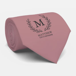 Stoffige Roze Elegante Bruidsjonker Trouw Monogram Stropdas