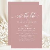 Stoffige Roze Elegante Calligrafie Bewaar de Datum Save The Date