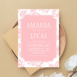 Stoffige Roze Elegante Chinoiserie Wedding Kaart