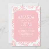 Stoffige Roze Elegante Chinoiserie Wedding Kaart (Voorkant)