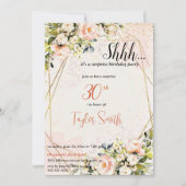 stoffige roze elegante Floral Surprise Party Uitno Kaart (Voorkant)