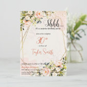 stoffige roze elegante Floral Surprise Party Uitno Kaart (Staand voorkant)