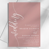 Stoffige Roze Elegante Kalligrafie Script Bruiloft Kaart