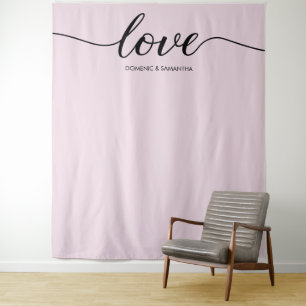 Stoffige Roze Elegante Liefde Script Trouw achterg Wandkleed