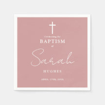 Stoffige Roze Elegante Minimalistische Doop Christ