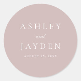 Stoffige Roze Elegante Moderne Huwelijk Ronde Sticker