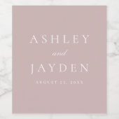 Stoffige Roze Elegante Moderne Huwelijk Wijn Etiket (Enkel label)