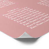 Stoffige Roze Elegante Script Bruiloft Zitplaats G Poster (Hoek)