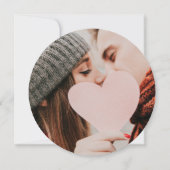 Stoffige Roze Elegante Script Cirkelvormige Foto B Kaart (Achterkant)