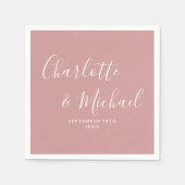 Stoffige Roze Elegante Script Minimalistisch Servet (Voorkant)