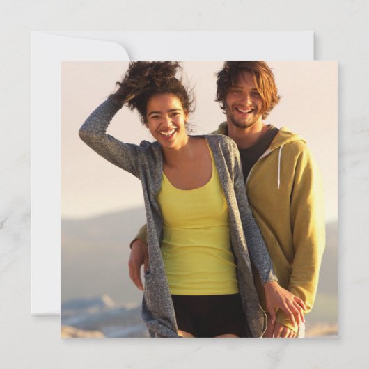 Stoffige Roze Elegante Script Trouwfoto Kaart (Achterkant)