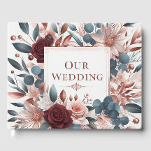 Stoffige Roze en Blauwe Bloemen met Bourgondische 