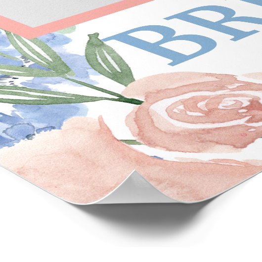 Stoffige Roze en Blauwe Bloemige foto Prop Kader B Poster (Hoek)