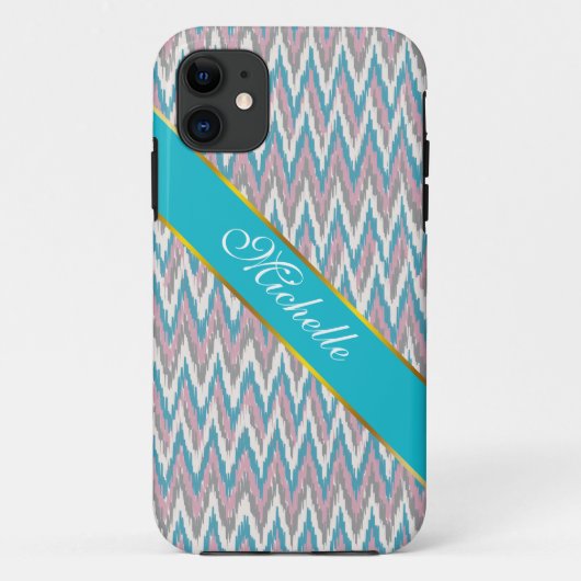 Stoffige roze en blauwe iKat Case-Mate iPhone Case (Achterkant)