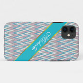 Stoffige roze en blauwe iKat Case-Mate iPhone Case (Achterkant (horizontaal))