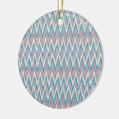 Stoffige roze en blauwe iKat Keramisch Ornament (Links)