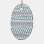 Stoffige roze en blauwe iKat Keramisch Ornament (Links)